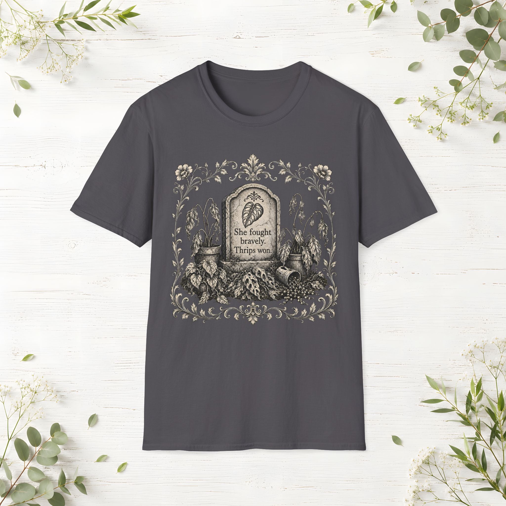 She Fought Bravely Thrips Won Monstera T-Shirt