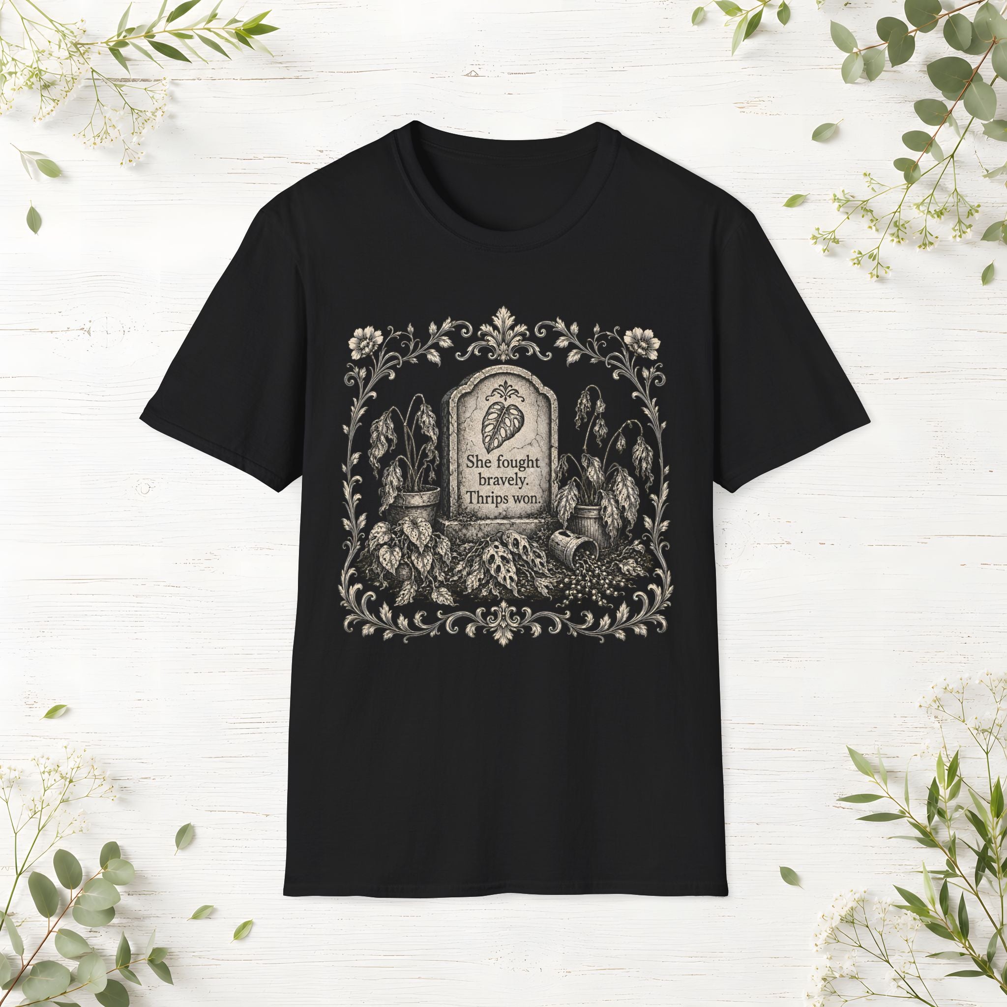 She Fought Bravely Thrips Won Monstera T-Shirt