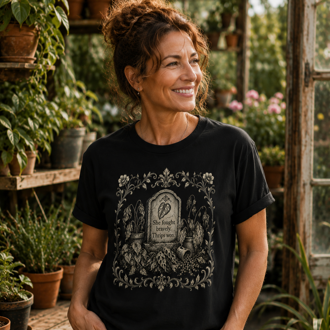 She Fought Bravely Thrips Won Monstera T-Shirt