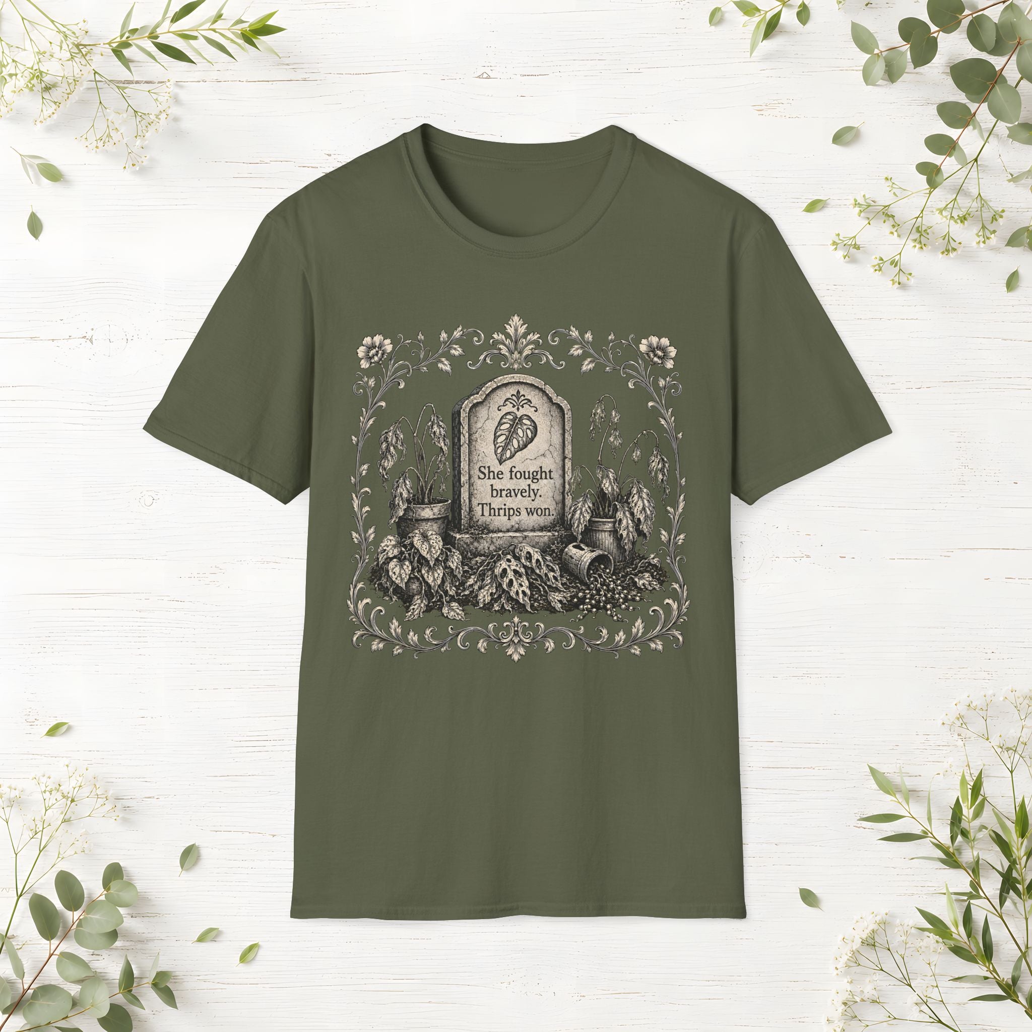 She Fought Bravely Thrips Won Monstera T-Shirt